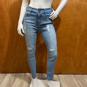 C'est Toi Skinny Distressed Jeans Women's(Junior) Stretch Blue Denim Size 9